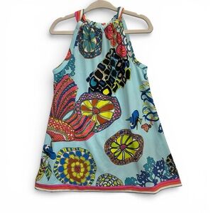 Trina Turk Disney Dress Finding Nemo Dory Print Blue Halter Tie Neck Trapeze 5/6
